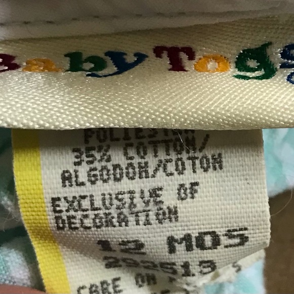 Vintage 12 Month Old Baby girl Dress Green Gingham Tulip Appliqué Lace Ruffles - Picture 4 of 6